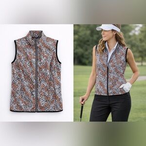 Daily Sports Zip Vest Medium Abstract Print Golfcore Athleisure Activewear
